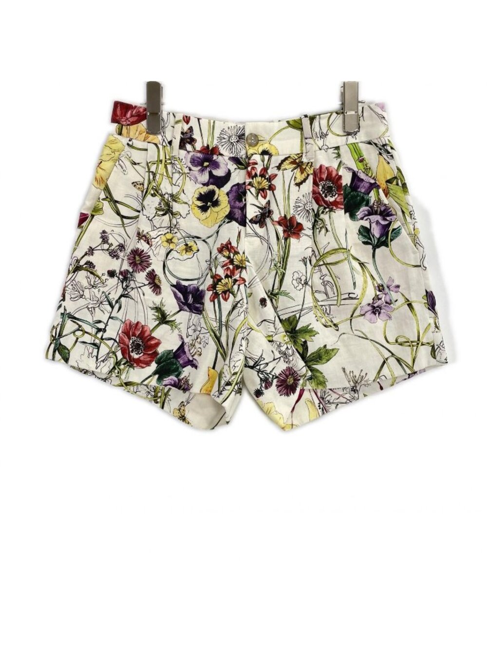Gucci Ivory Linen Floral Shorts 36